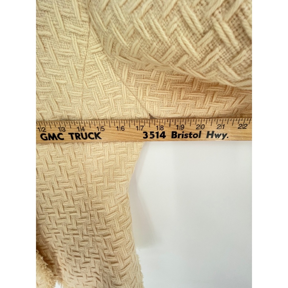 Vintage Carlisle Women Jacket 2 Blazer Cream Basketweave Wool Fringe Trim - Picture 5 of 9